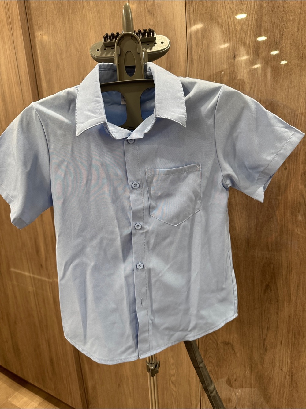 Kids Short-Sleeve Button-Up Shirt - Light Blue